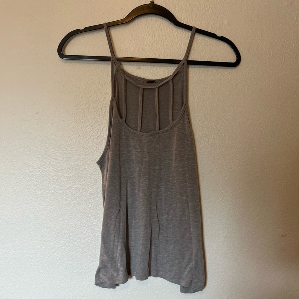 Lattice Cutout Gray Tank Top